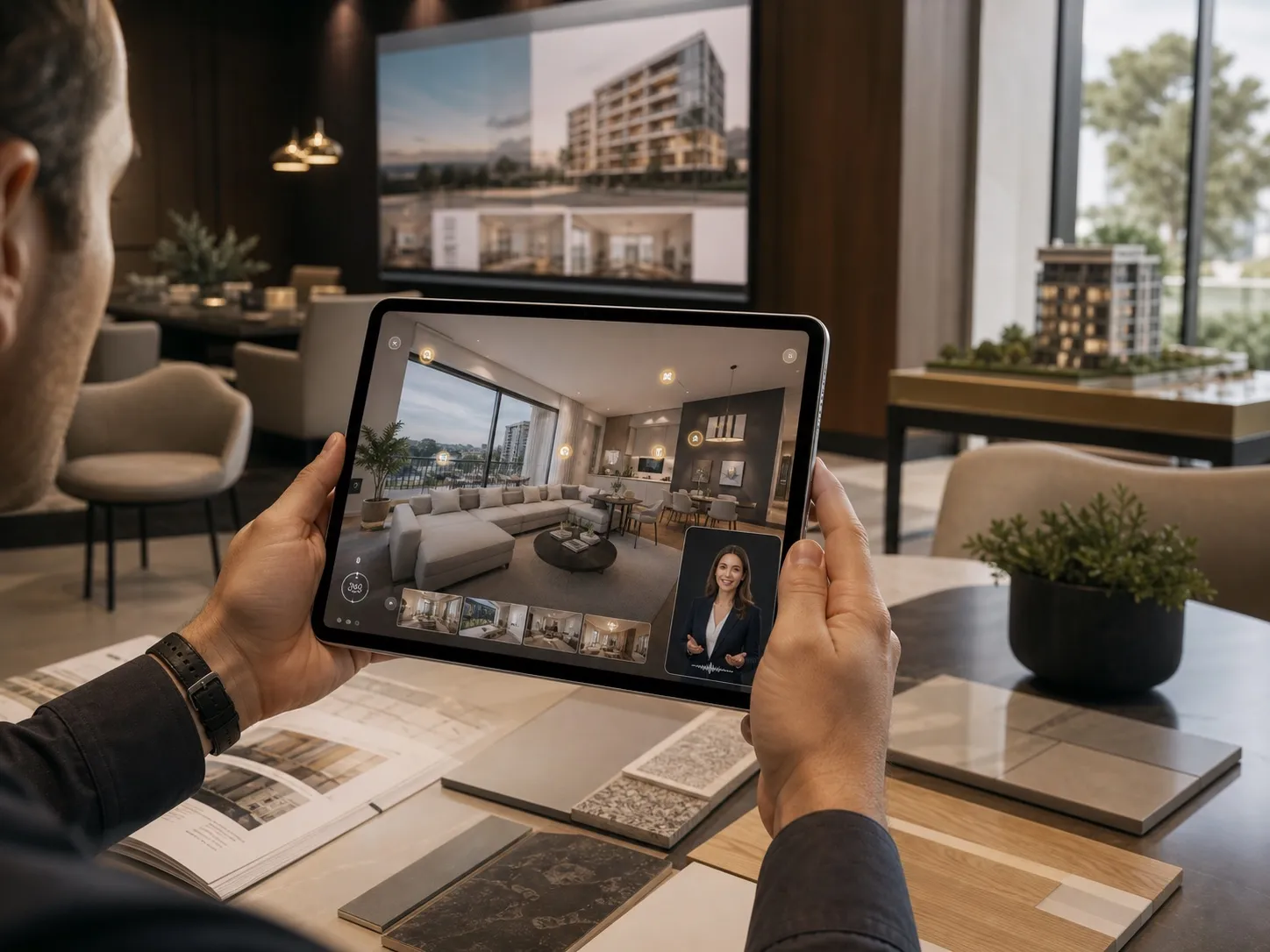 AI guide inside a 360 presentation for a real-estate project